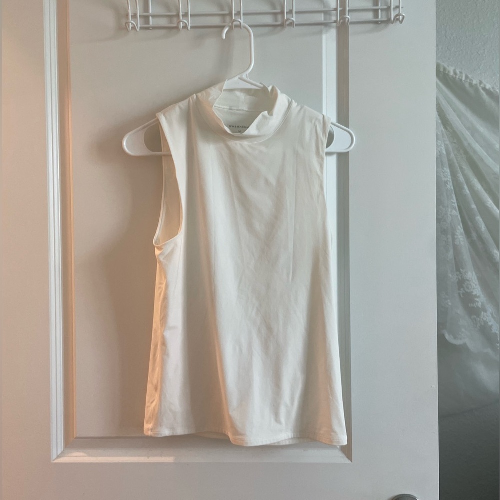Sleeveless Mock Neck Tank Top | Cream White